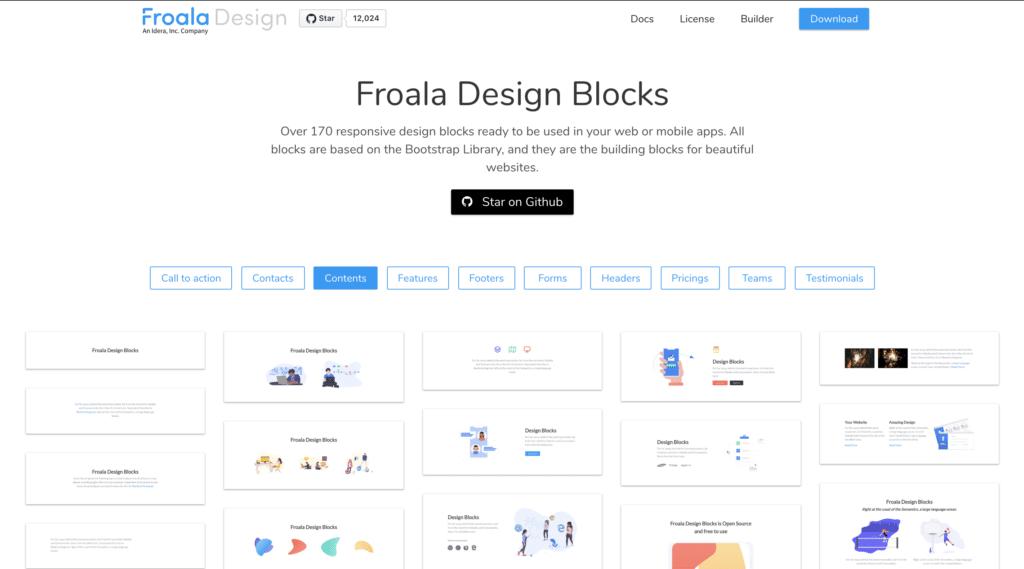 Froala Design Blocksホーム画面